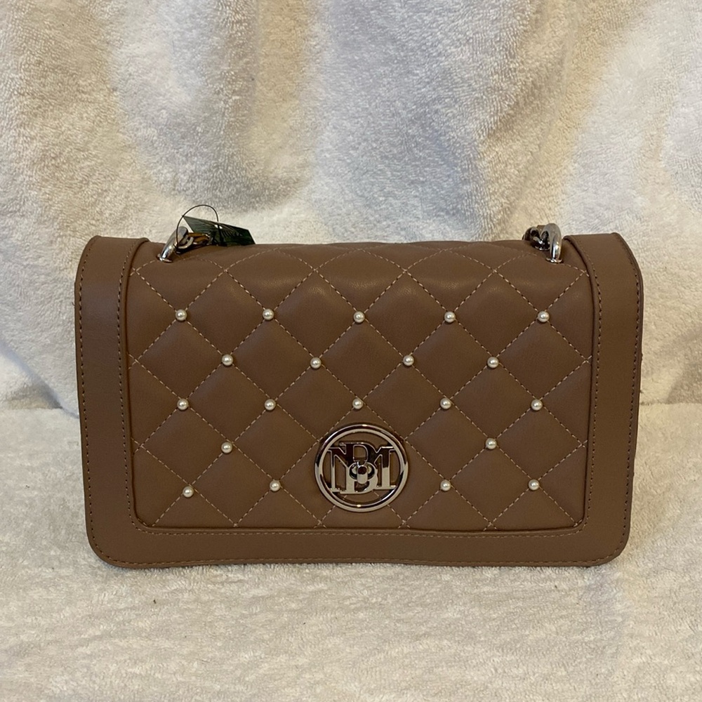 Badgley Mischka Crossbody bag with Pearls.